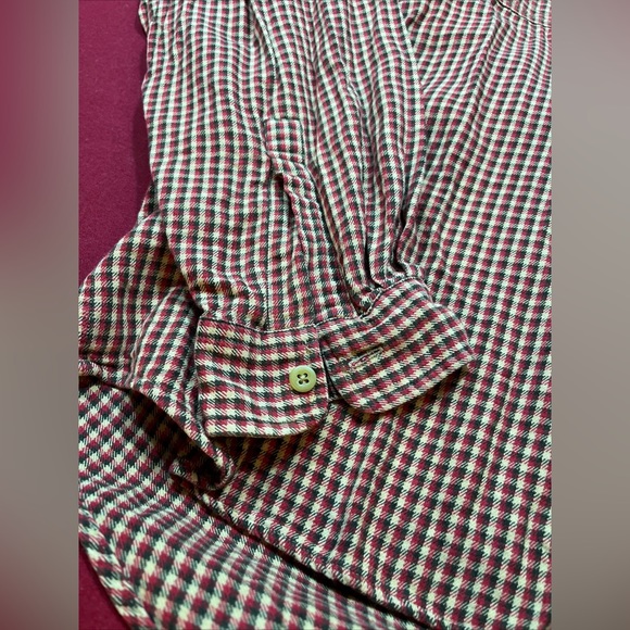 Y2K Abercrombie & Fitch men XL Red Tan checkered Shirt Long Sleeve Pocket Cotton - Picture 6 of 16